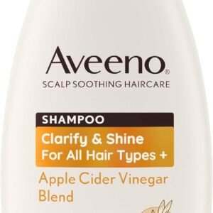 Aveeno Scalp Soothing Haircare Clarify & Shine Shampoo, Apple Cider Vinegar Blend, for All Hair Types, Soothes Dry, Itchy & Flaky Scalp, Clinically Proven, Sulfate Free, 300ml