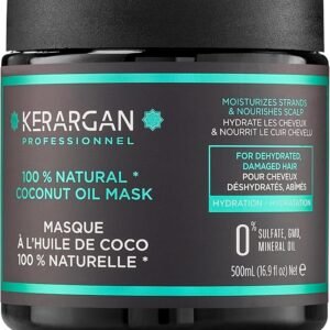 Kerargan - Hair Mask with coconut, argan and chamomile oil to nourish and moisturise your hair - For dry and brittle hair - Sulphate, paraben and silicone free - 500 ml